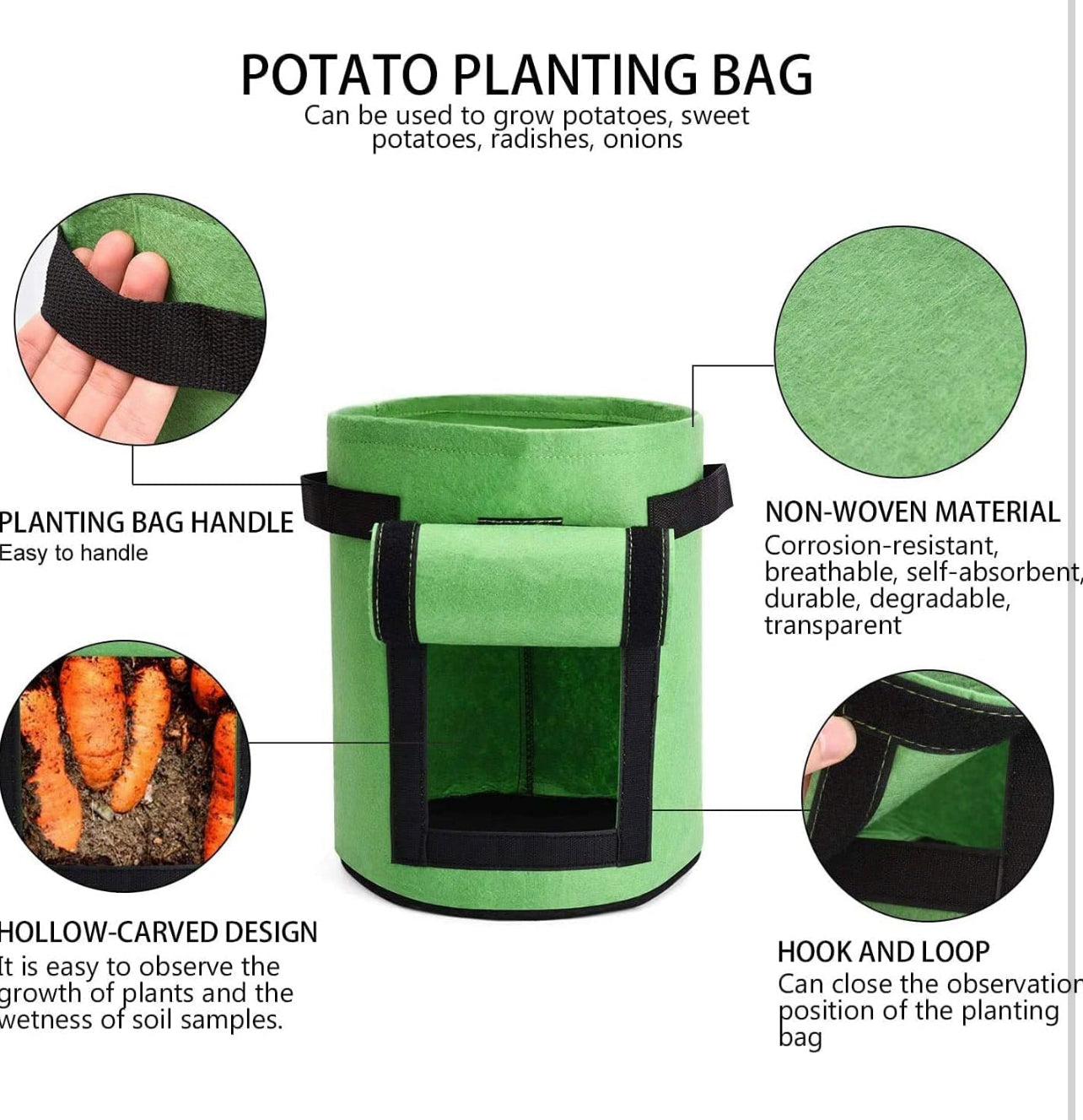 3 Pack 7 Gallon Grow Bags, Breathable Nonwoven Fabric Pots, Potato Grow Bag with Handles,Heavy Duty Thickened Vegetable/Flower/Plant Grow Bags(3 Color)