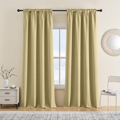 CUCRAF 52x95 inches SET OF 2 Full Blackout Window Curtains Long, Faux Linen Look Thermal Insulated Grommet Drapes Panels, BEIGE