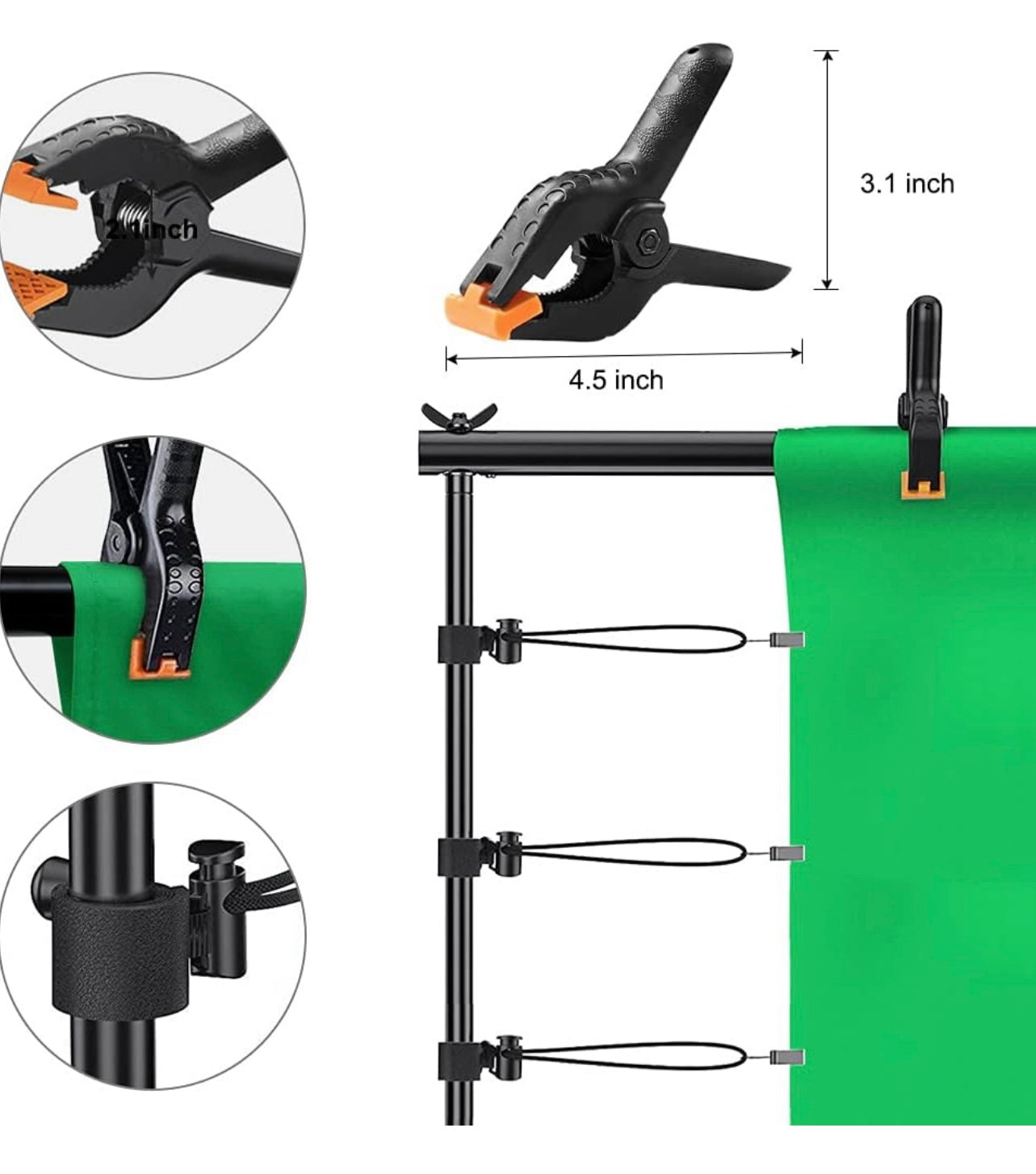 Backdrop Stand for Parties, 6.5x10ft Photo Background Support Banner Stand with 4 Spring Clamps, 2 Sandbag, 4 Backdrop Holder Clip for Parties, Baby Shower, Birthday