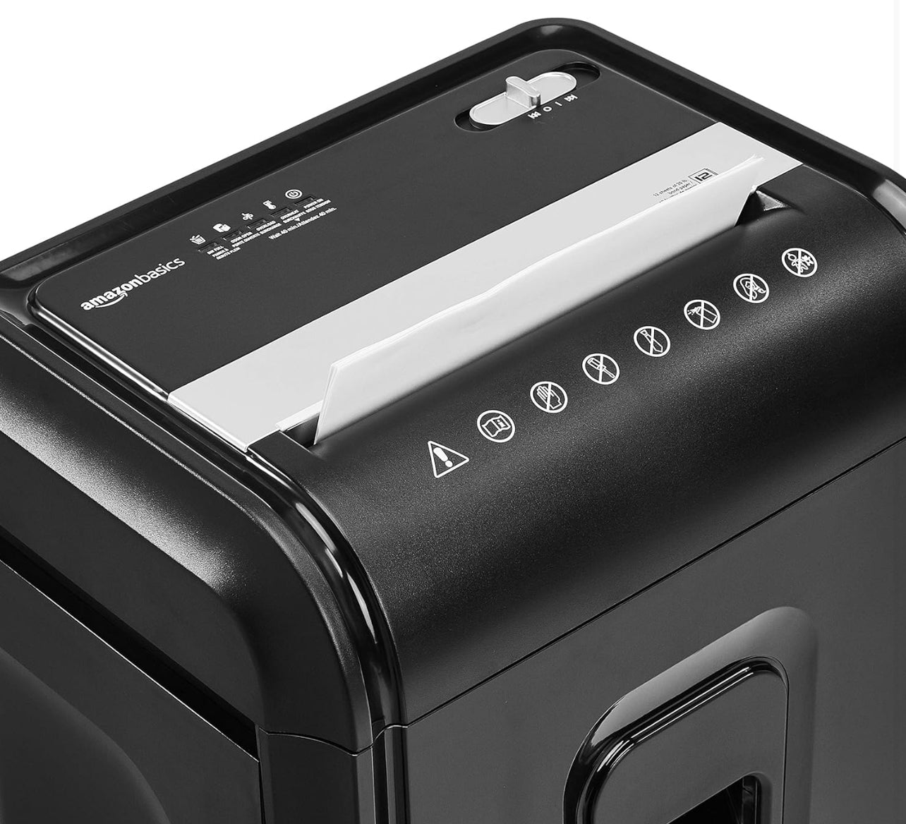 Amazon Basics 12-Sheet High-Security Micro-Cut Paper, CD, and Credit Card Shredder with Pullout Basket