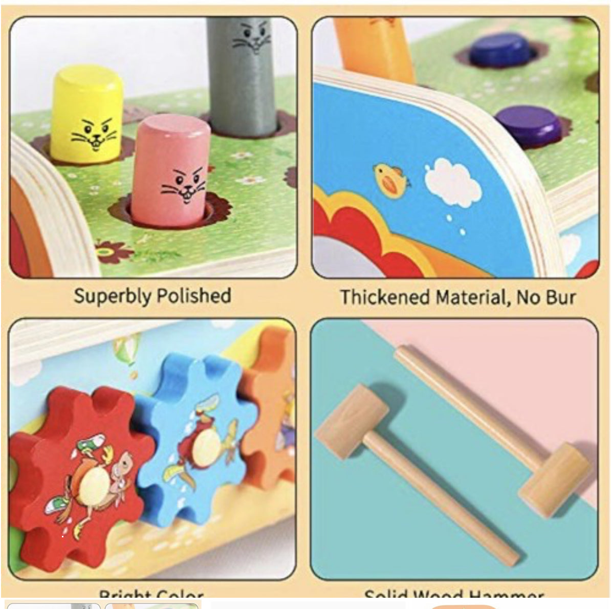 Arkmiido Brand Wooden Hammer Toy Childrens Toddlers