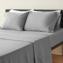 Amazon Basics Easy Care Microfiber Sheet Set with 19" Deep Pockets - Queen, grey