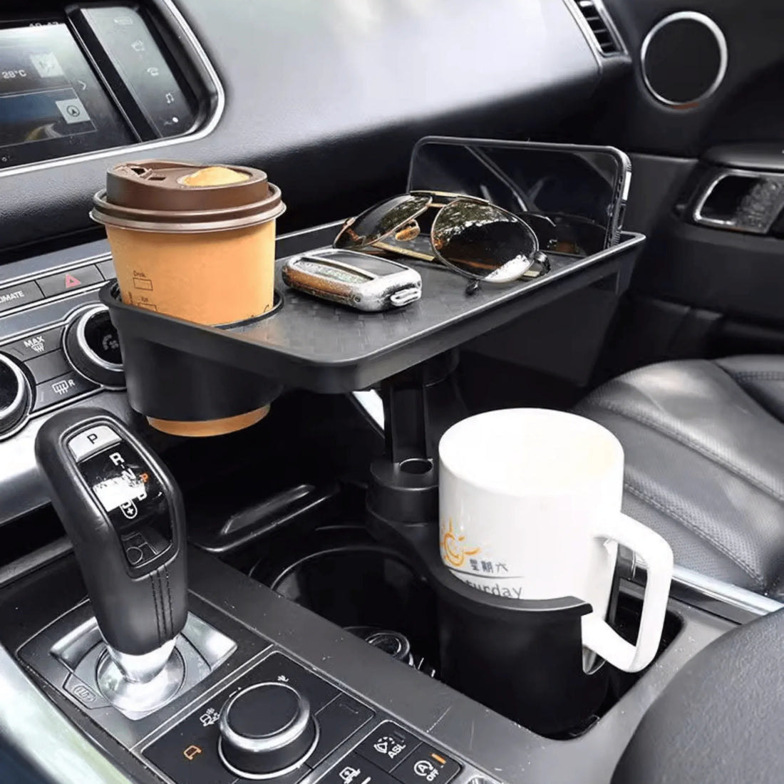 Car Cup Holder Expander with Detachable Food Tray