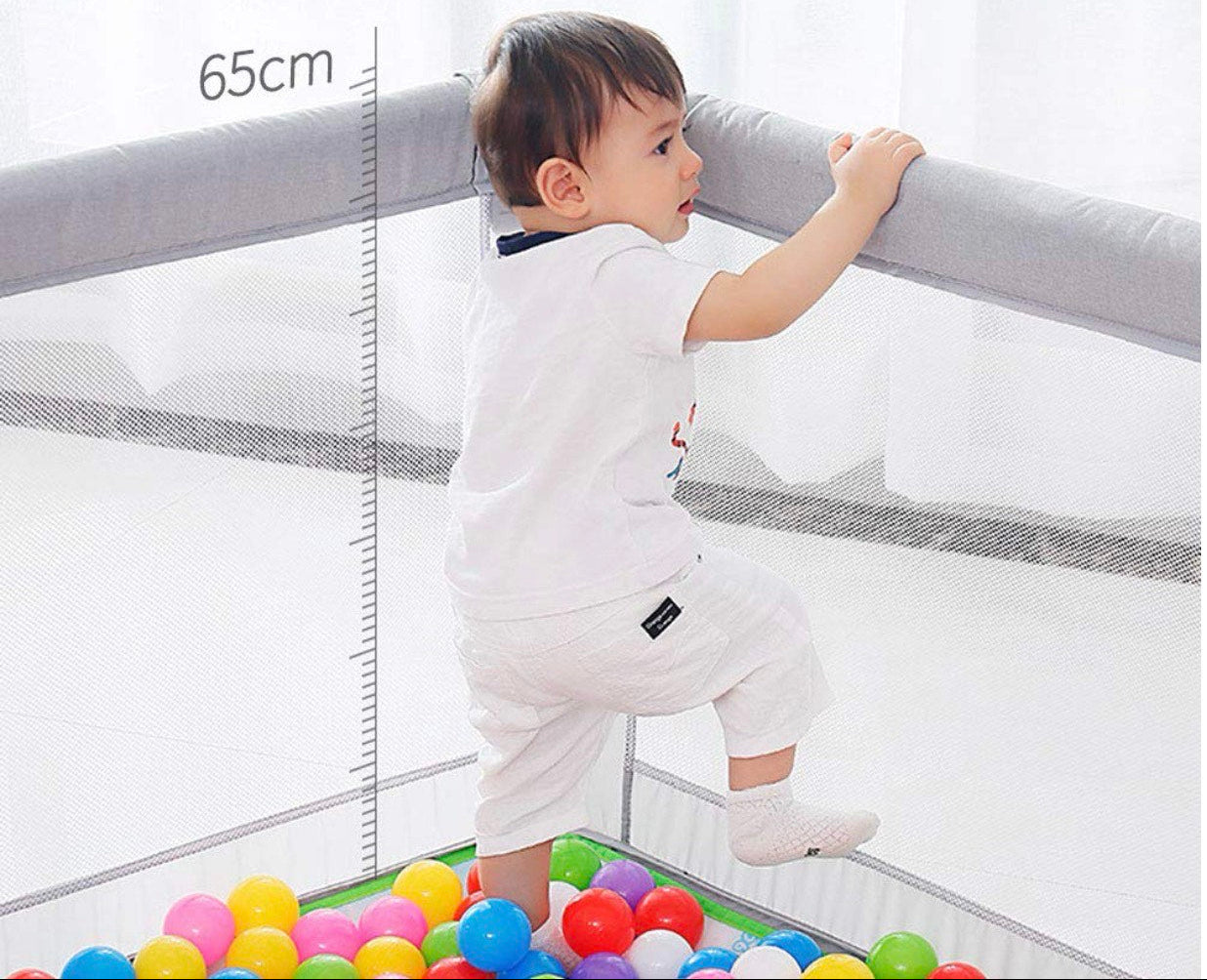 Baby Playpen Large Center Indoor & Soft Breathable Mesh & Outdoor with Anti-Slip Base