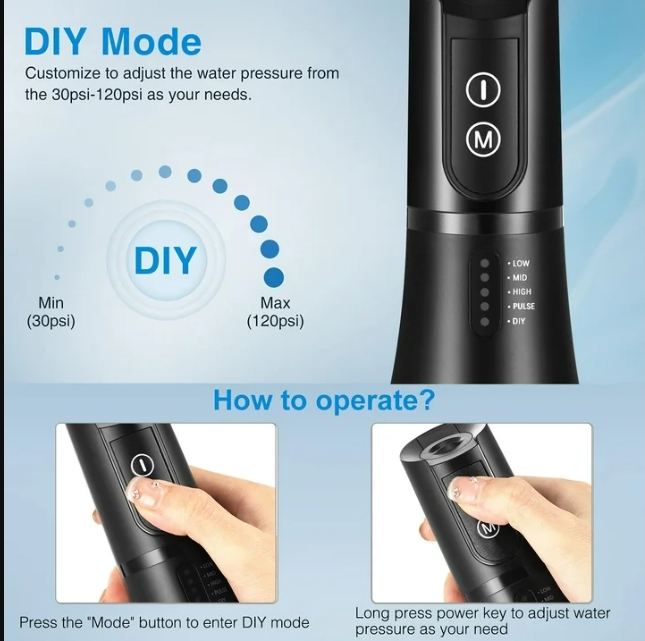 eCROSS Portable 400ML Water Flosser Cordless Dental Oral Irrigator, Black