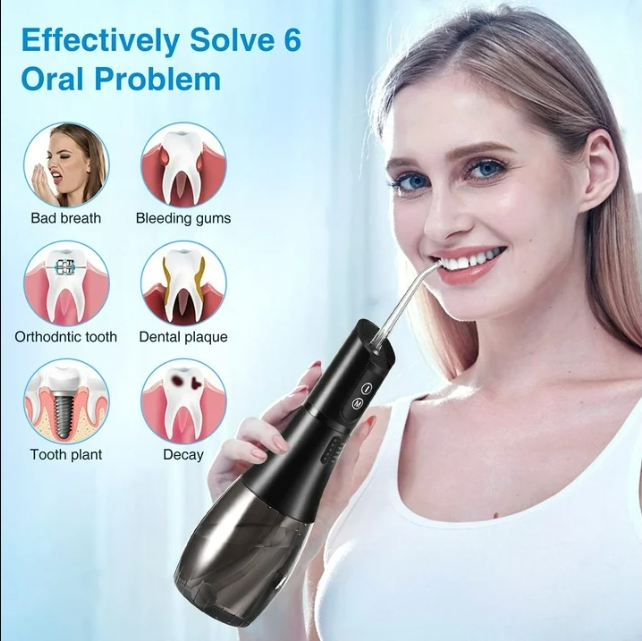 eCROSS Portable 400ML Water Flosser Cordless Dental Oral Irrigator, Black