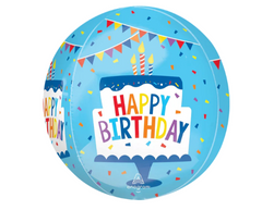 Anagram Happy Birthday 15"x16" Orbz Decorative Balloon, 1-piece Light Blue Multi
