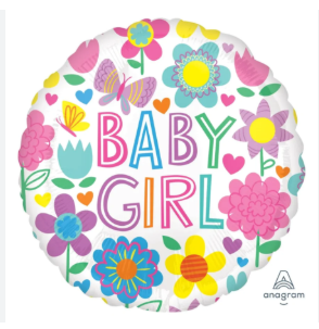 Anagram Baby Girl Decorative Floral Orbz 15" Balloon, 1-piece