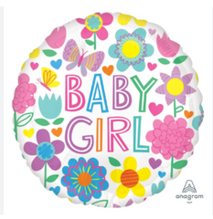 Anagram Baby Girl Decorative Floral Orbz 15" Balloon, 1-piece