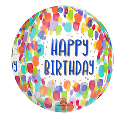 Anagram Happy Birthday Orbz 15" Painterly Dots Balloon, 1-piece