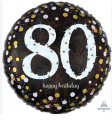 Anagram 80 Sparkling Birthday Holographic 18" Foil Balloon, 1-piece