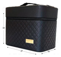 EALING 3-Layer Dual Side Tray Vanity Cosmetic Bag with Mirror For Women