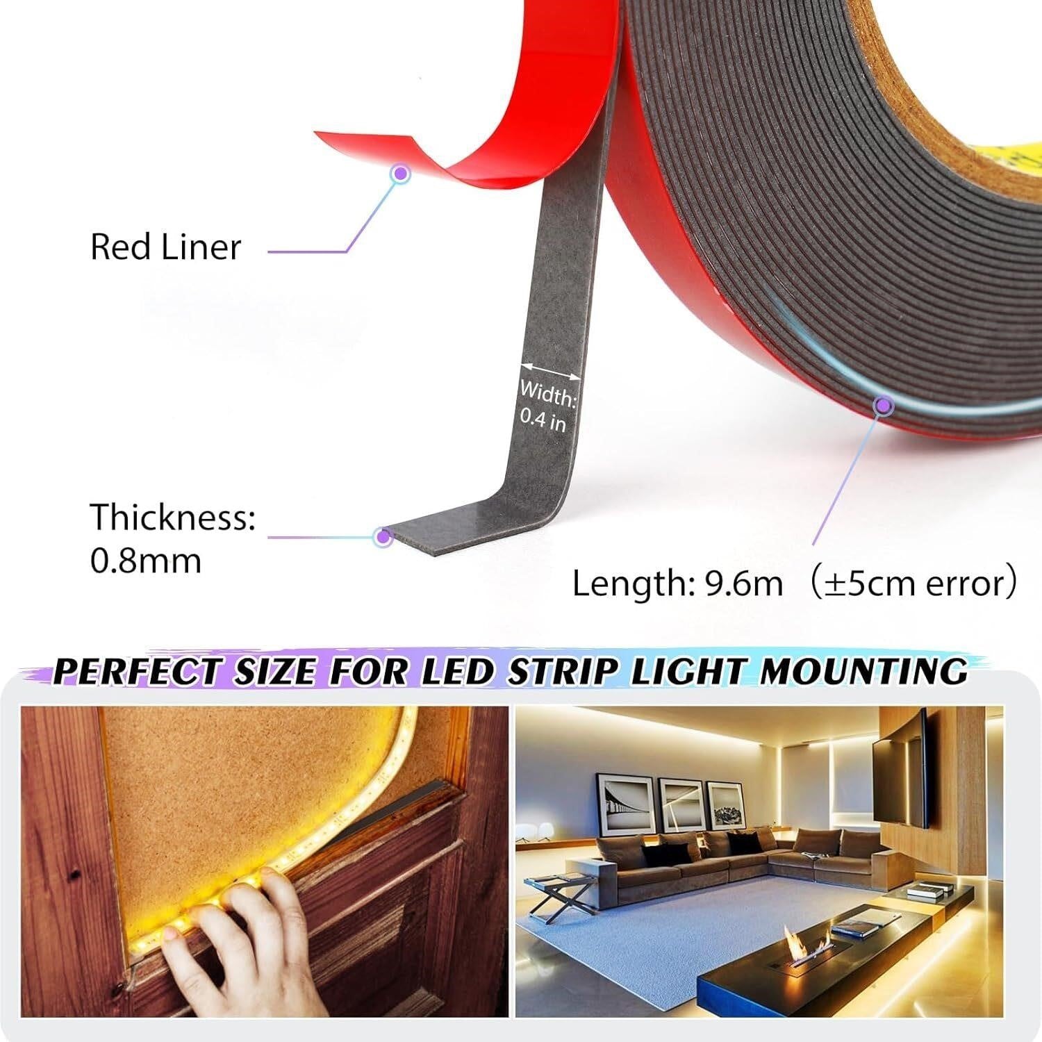 Double Sided Tape 2 Roll 33FT x 0.4IN