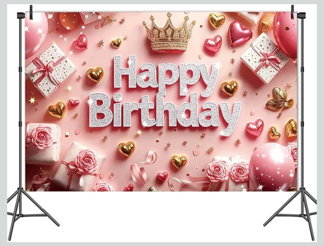 BLISSYARD Pink Happy Birthday Backdrop Banner, SIZE 70.8 x 47.2 inches for Photography, Decor, Parties etc etc